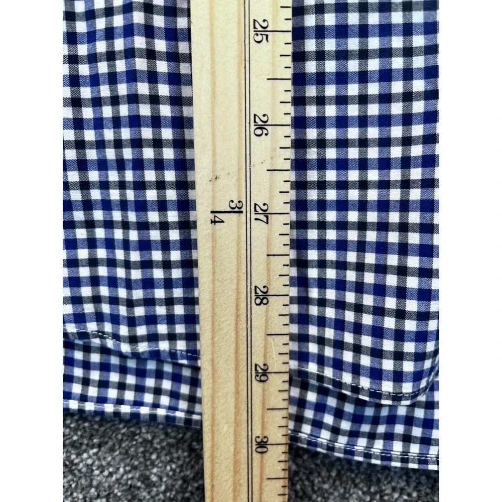 J.Crew Mens Blue & White‎ Gingham Long Sleeve Cotton Shirt Size L Blue White